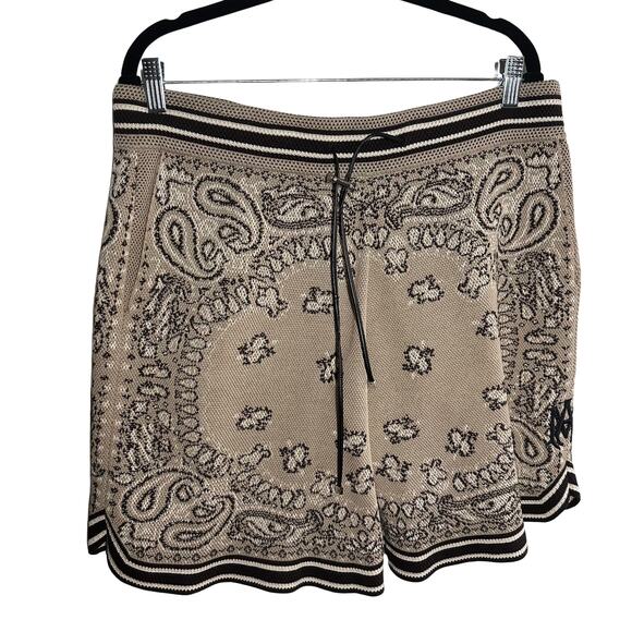 Amiri Bandana Cotton Cashmere Blend Matching Set Tan Brown Polo Shorts Size XXL - Picture 8 of 16